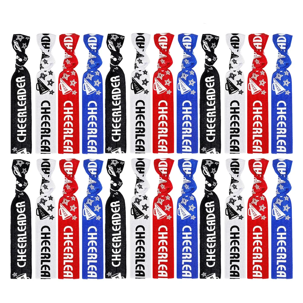 

150pcs CheerLeader Printed Elastic Hair Band Sports Hair Tie Bracelet Wholesale Girls Ponytail Holder Friendship Gifts