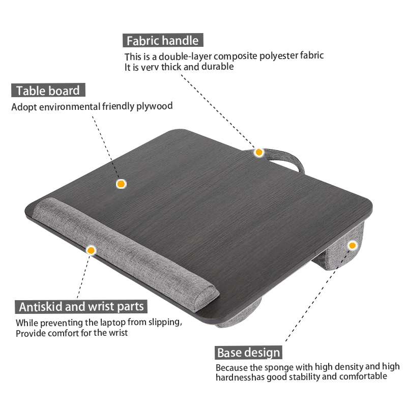 Mumucc mesa do computador do escritório em casa, compatível com laptops sob 17 polegadas, apropriado para o trabalho no sofá, vem com punho acessível