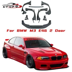 For BMW 3 Series M3 E46 Sedan 2Door FRP Front Bumper Splitter Lip Side Fender Cover Rear Spoiler Wide Body Kit Car Accessories