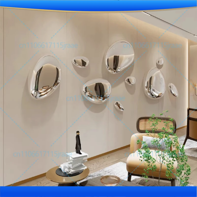 Modern Hotel Light Luxury Pendant Imitation Stainless Steel Goose Egg Stone Wall Decor Creative Water Drop Wall Decor Pendant