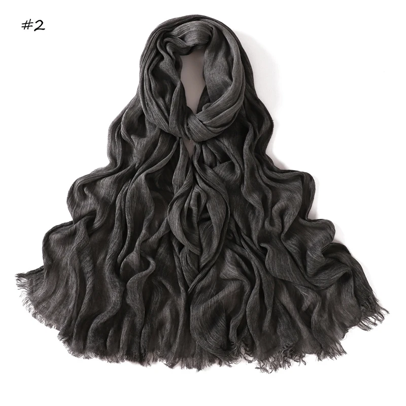 180*65cm Tie-dye Crinkle Rayon Hijabs für Frauen Muslimischen Schal Schals Plain Damen Atmungsaktive Stirnband Femme turban Ramanda – Detail 14