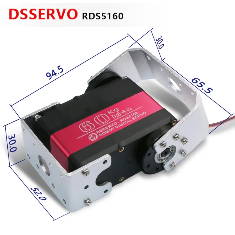 60 กก.RDS5160 7.4V หุ่นยนต์ดิจิตอลเซอร์โวมอเตอร์แรงบิดสูงเกียร์โลหะ 270/180 องศา U-shape Bracket 18T Horn สําหรับหุ่นยนต์รถ