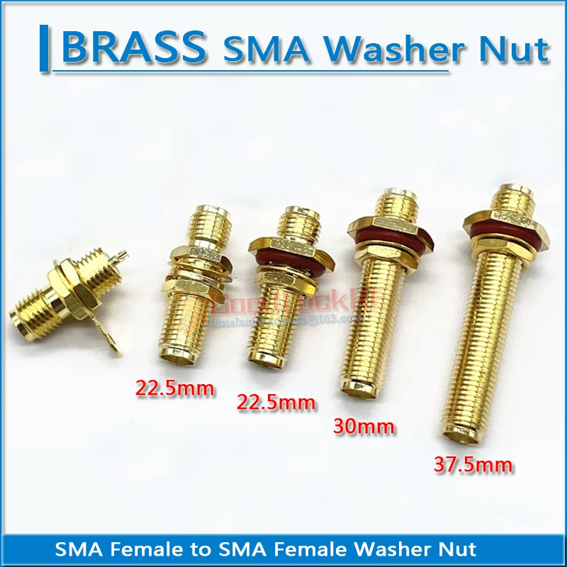SMA Female to SMA Female Waterproof Bulkhead Panel Mount Washer Nut 22.5 30 37.5mm Copper 50ohm RF Connector Adapter