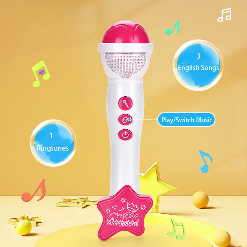 الأطفال الكرتون متعة أضواء الموسيقى المنزل تضخيم ميكروفون اللعب الغناء مضيف صغير مقلد لعبة ميكروفون حقيقي هدية
