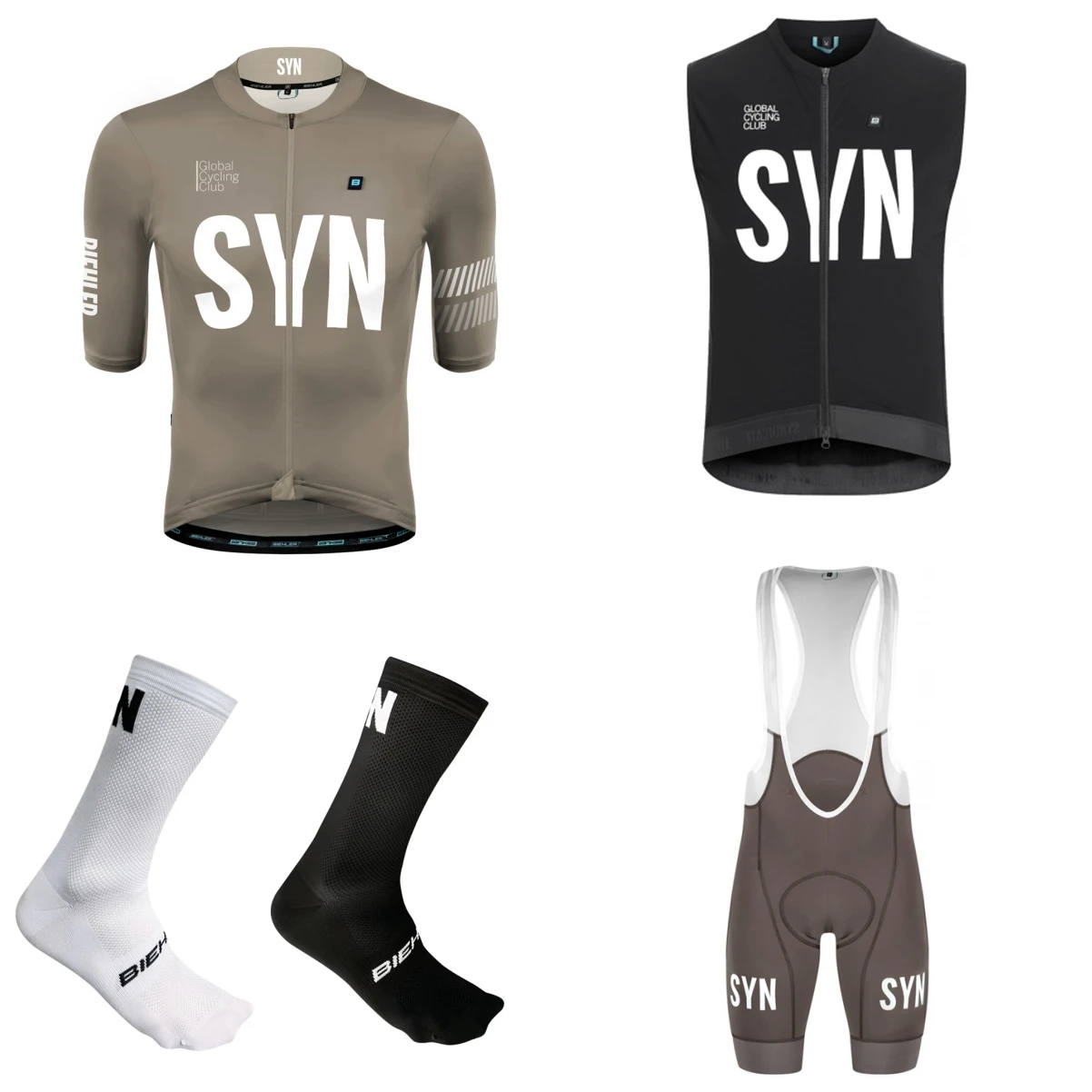 Summer short sleeve Bicycle suit 2026 Black Blue SYN convenient cycling Jersey and bib shorts 4-piece set view 6