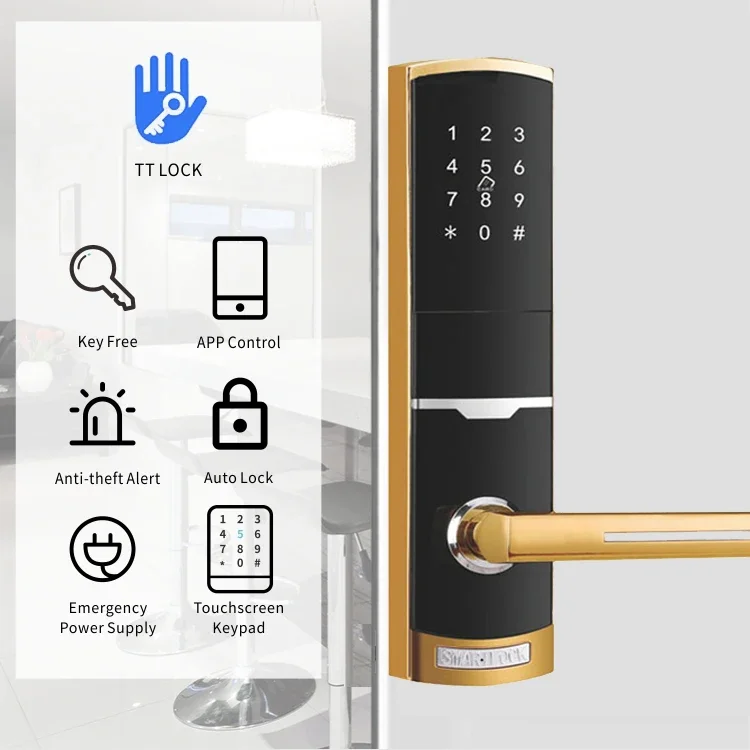 2024 Smart Door Handle Lock Blue tooth Password Keyless TTlock Smart Intelligent Door Lock for Front Doors