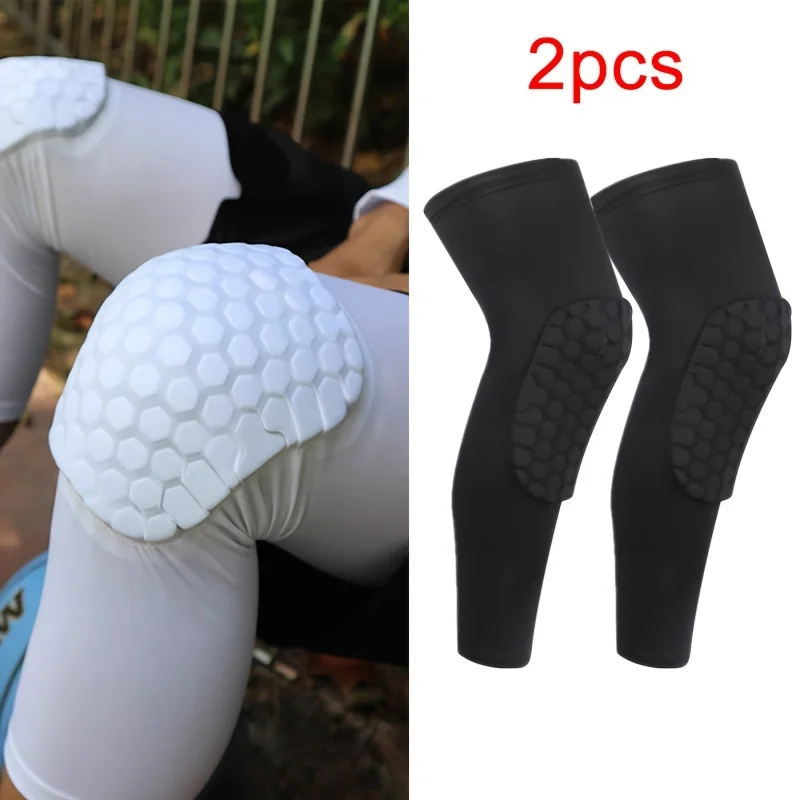 

2pcs Long Elastic Breathable Fast Dry Sports Knee Pad Leg Covers, Bicycle Basketball Volleyball Honeycomb Knee Pads, Comfortabl