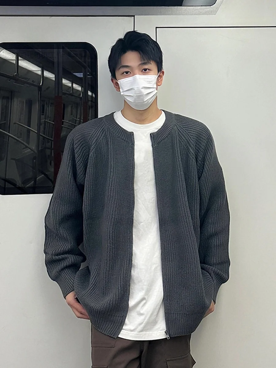 

Мужской вязаный кардиган Deep ey round Ne Open, весенне-осенний, в корейском стиле, модный, высококачественный, в университетском стиле, Haome Knitted O...