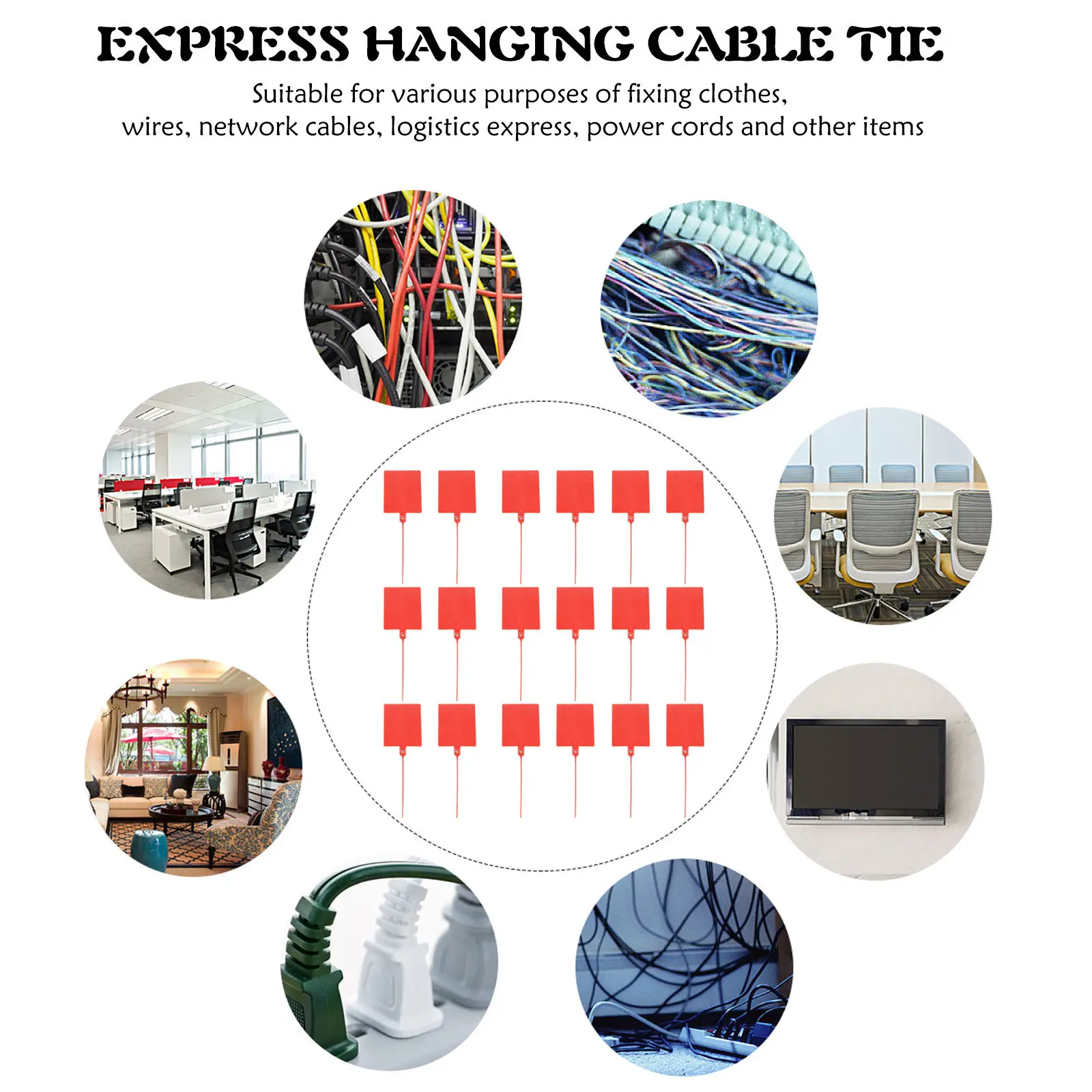 100Pcs Fastening Cable Ties with Plastic Label Tags Wire Zip Ties for Logistics Home Office Garage Identification and