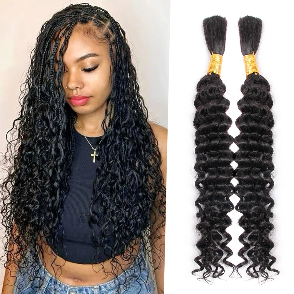 

Пучки человеческих волос с глубокими волнами, 100 г/упак., без утка, плетение волос, 2 пучка, 1B, цвет, натуральный черный