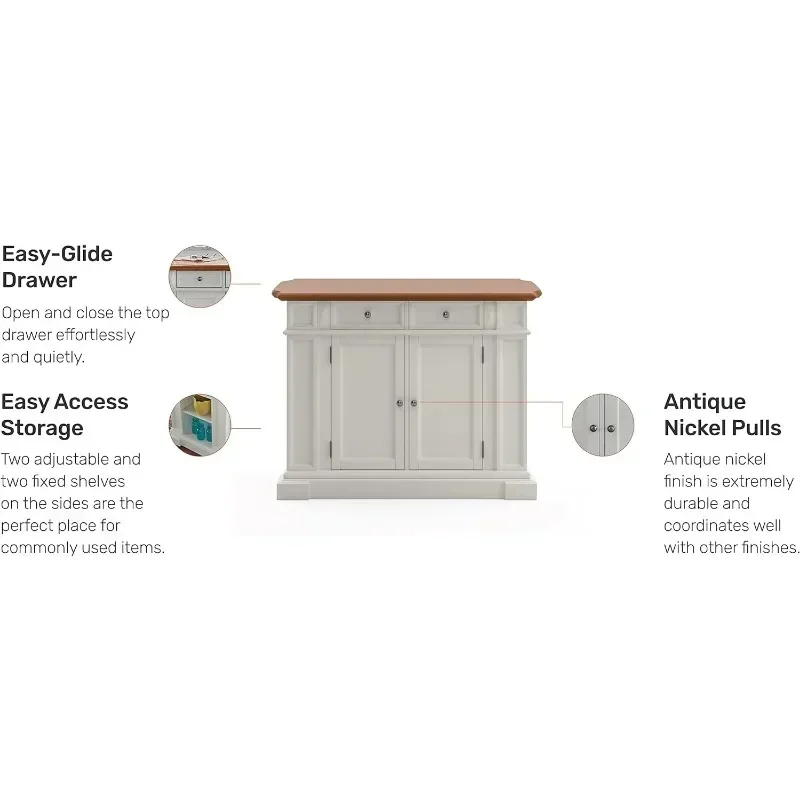 

Good price Kitchen Island With Wood Top And Drop Leaf Breakfast Bar, Storage With Drawers And Adjustable She