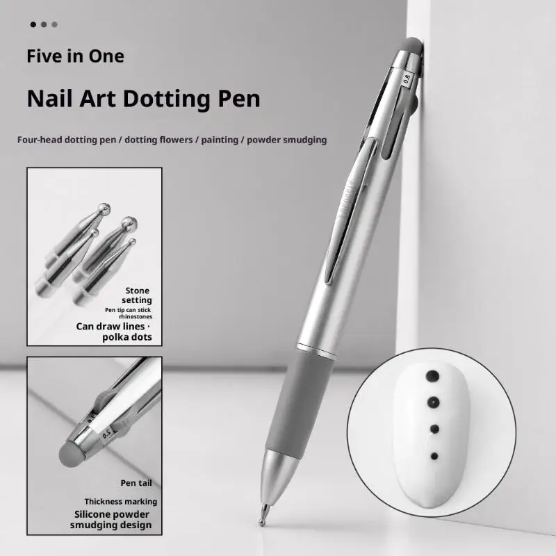 4in1 Nail Dotting Pen Nail Art Dotting Tools In Ballpoint Pen Design Nail Art Tip Dot Paint Manicure Kit