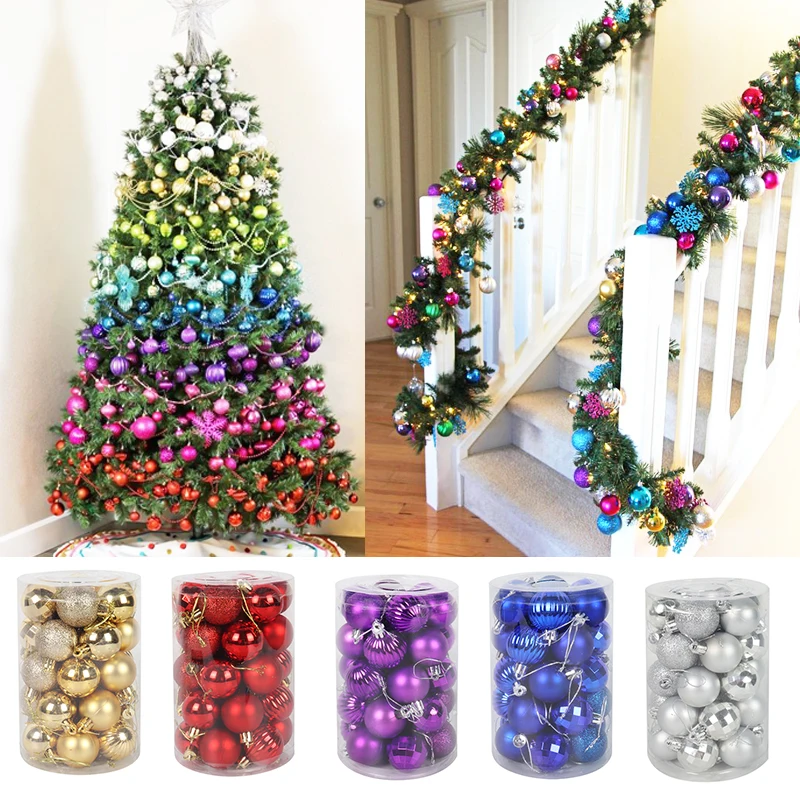 Assorted Color Christmas Balls Christmas Tree Ornaments Ball Bauble Xmas Party Hanging Pendants Home Decor 2025 New Year Bolas