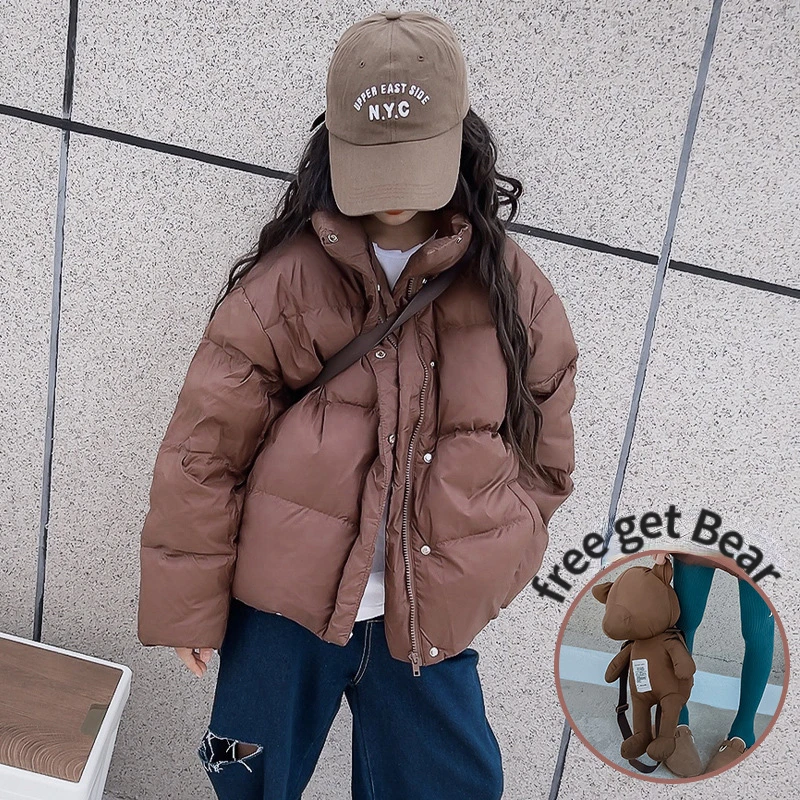 Winter Girls Ultra Light Parkas Warm Thick White Duck Down Jacket for Kids Free Bear Short Teenage Children Outerwear 13 14 Year