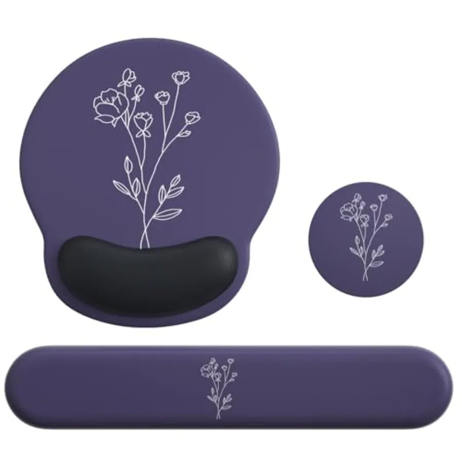 

Mouse Pad with Keyboard Wrist Rest, Ergonomic Mouse Pad Wrist Support PU Base with Coaster, Mousepad with Nonslip Base for Comp