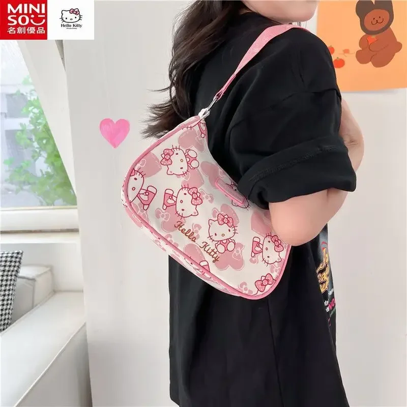 MINISOHello Kitty New Cute Melody Girl Armpit Bag Handbag Girl Shoulder Bag Student Bag Ladies Hand Bags