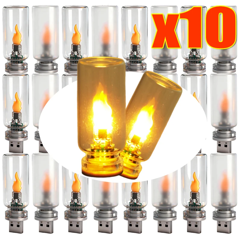 

Car Ambient Lamp Night Light for Holiday Home 5V Auto Car Interior Decoration Light USB Led Flash Candles Light Bulb 1-10pcs