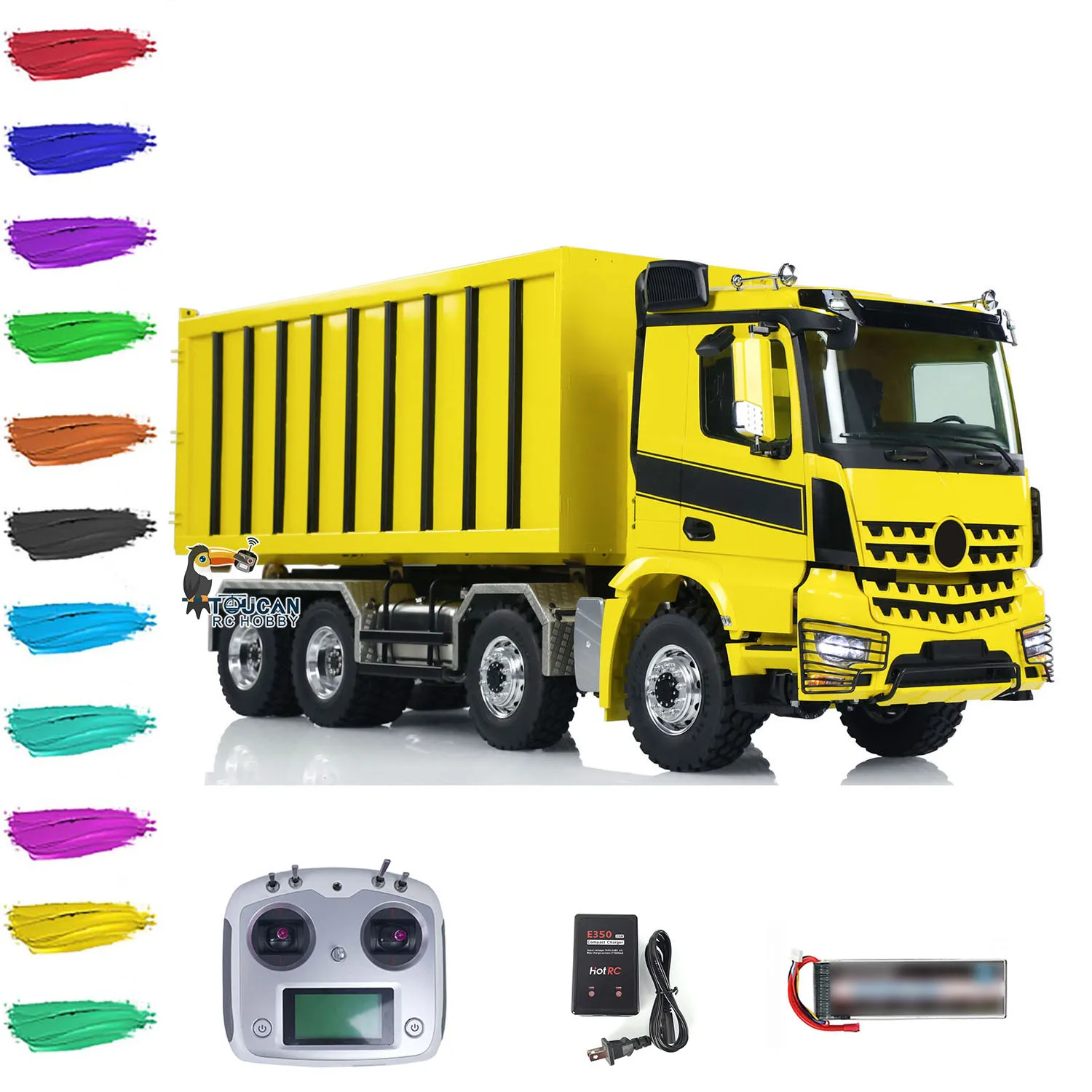 LESU 1/14 Metal Hydraulic RC Dump Truck Roll On/Off Tipper Waste Bin Car RTR I6S Light Sound Painted Finished Vehicle Car Toys