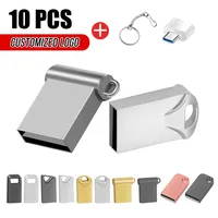 10pcs Mini USB Flash Drive Pen Drive USB 2.0 Pendrive 64GB 32GB 16G 8G 4G Flash Memory Stick with Key Ring U Disk Creative Gifts