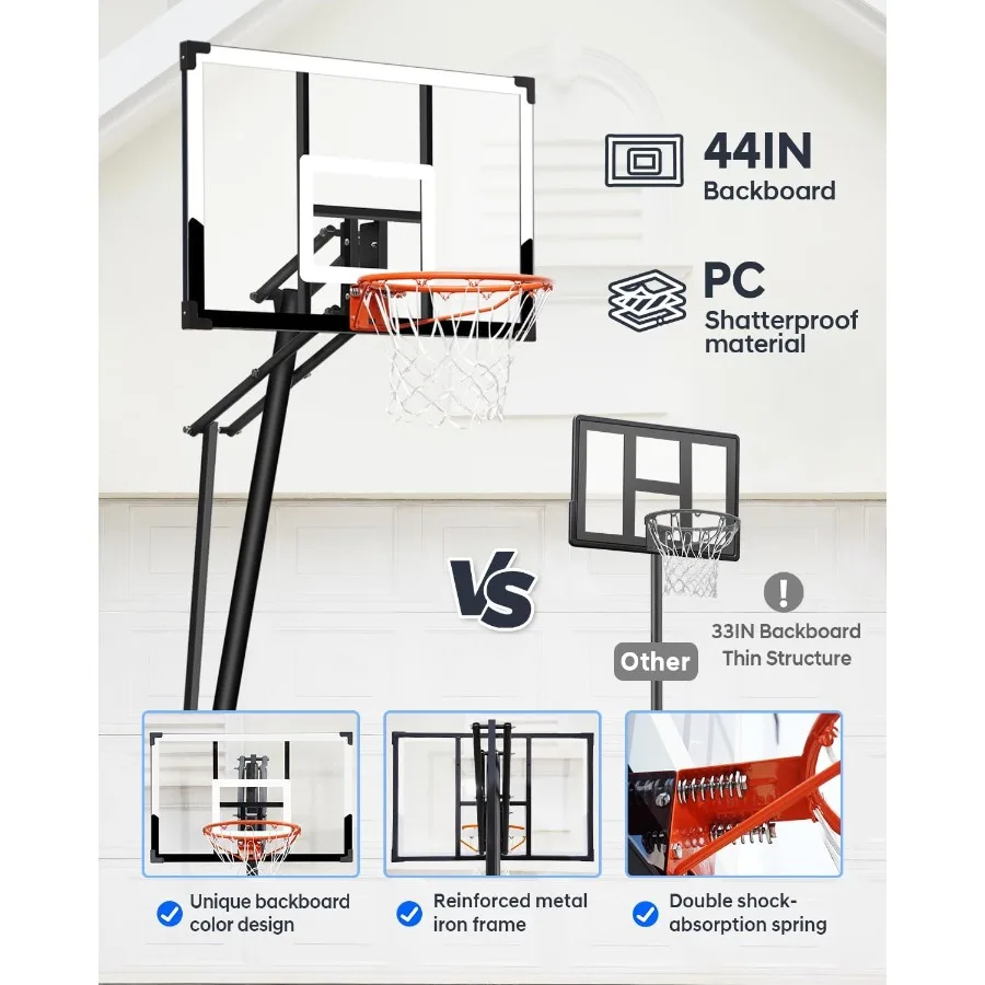 Heropro cesta de basquete portátil ao ar livre sistema de meta de altura ajustável e cesta de basquete de piscina para adultos indoor