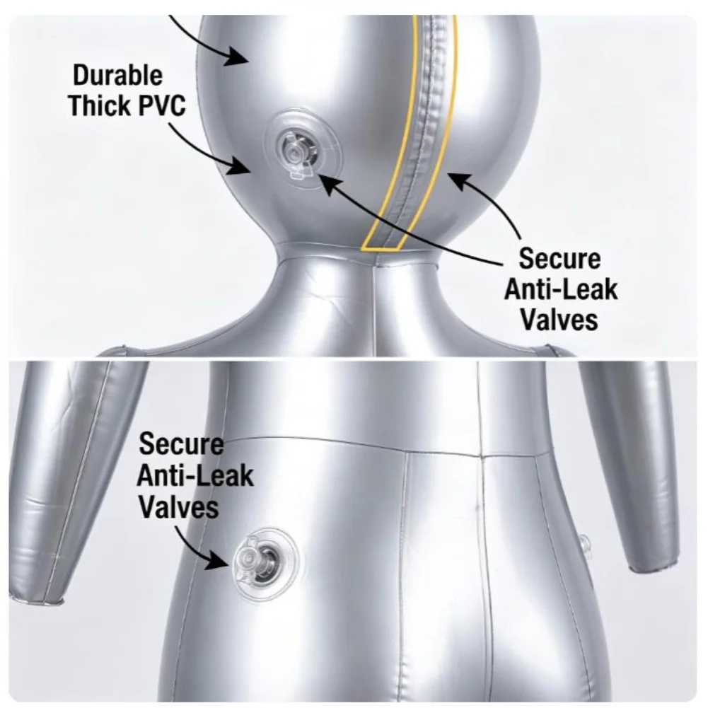 Inflatable Full-body Model Torso Display Model – Silver PVC Inflatable- Full Body Female Model -Mannequin