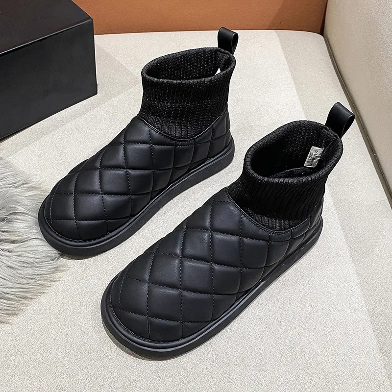 2024 New Snow Boots Women\'s Velvet Thickening Winter Fashion Short-tube Slip-on Warm Bread Cotton Shoes Winter Boots Women Boots