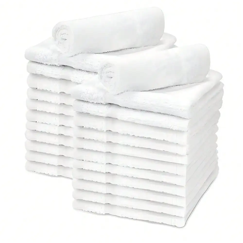 Wash cloth 100% Cotton 12x12 Baby Soft Fabric White Extra Absorbent pack of 24