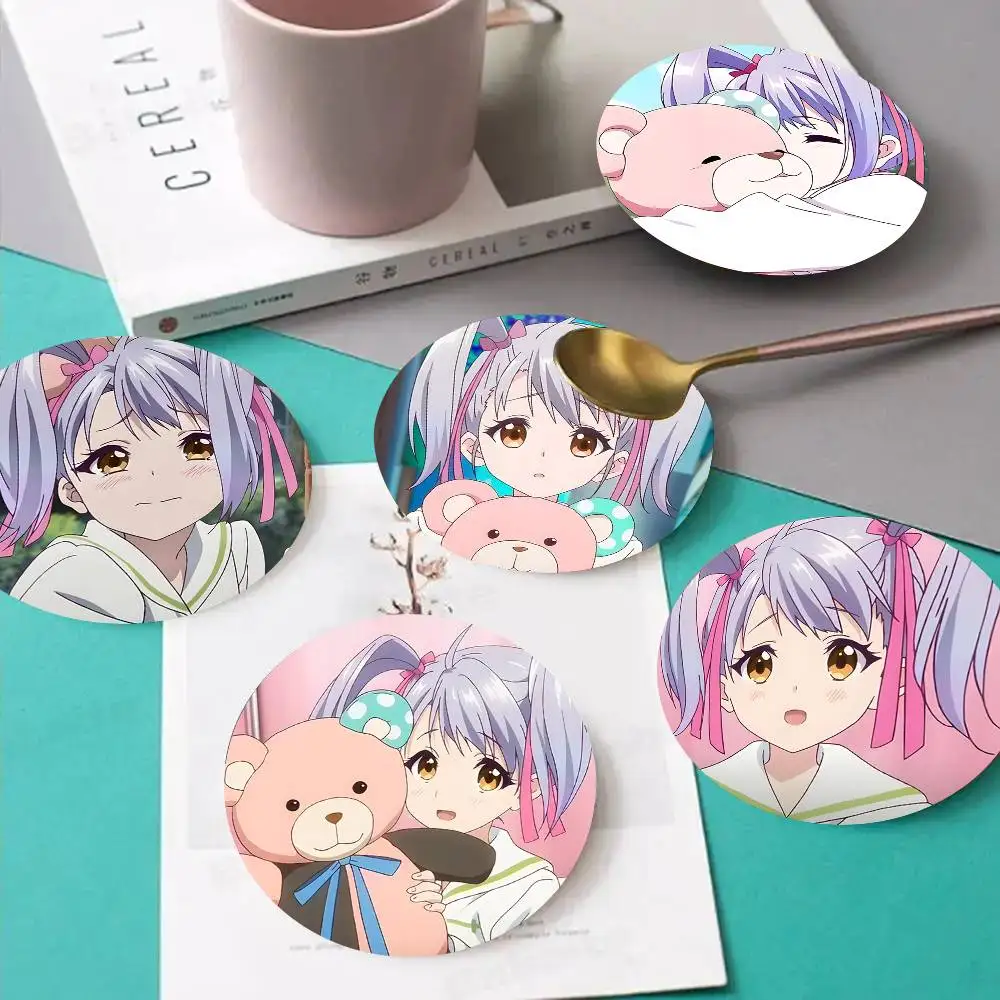 1pc Kurumi Kumamakura Anime Characters Wooden Coaster Colour Printing Cup Mat Home Desk Decoration Gifts