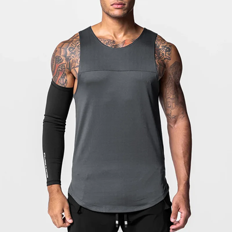 Men\'s Summer Clothing Casual Tank Top Quick Dry Workout Sleeveless Shirt Sportswear Man Gym Fitness Bodybuilding Undershirt Vest