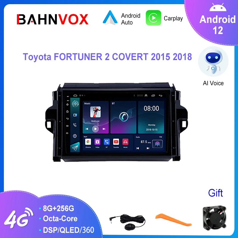 

9" Android 12.0 Car Radio for Toyota Fortuner 2 Covert 2015 2018 Multimedia Player Navigation GPS Stereo Head Unit Carplay 2din