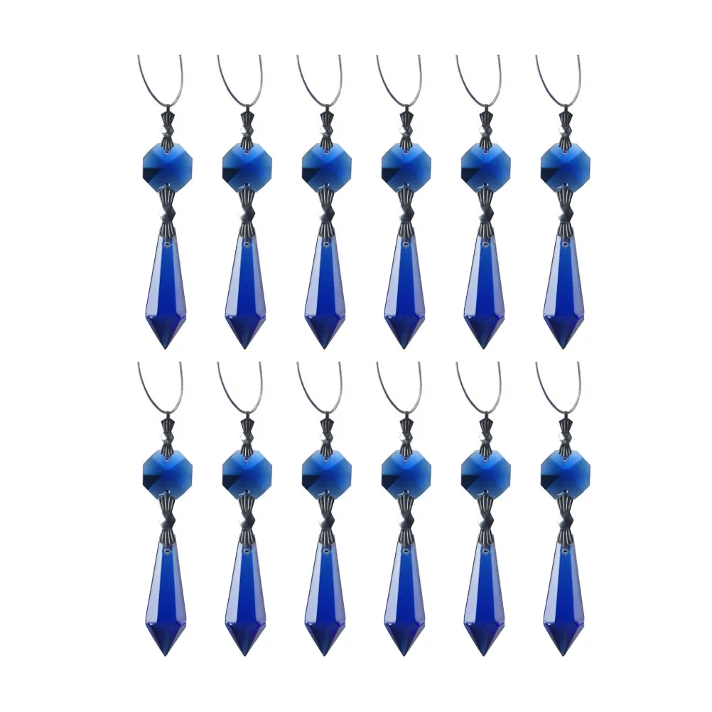 

12 Pcs Crystal Bead Curtain Jewelry Making Charm Lighting Hanging Crystals Decoration Window Pendant Blue