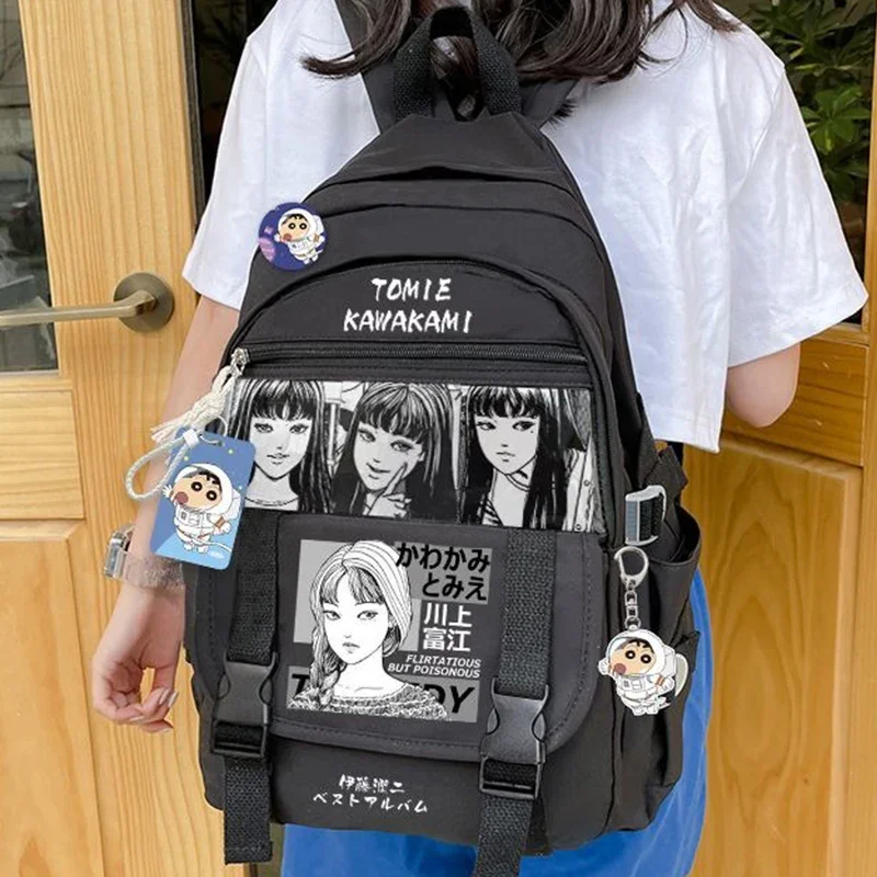 31×44×13cm Black White, Tomie Kawakami, Student Kids Teens School Bags, Large Capacity Mochilas Anime Backpacks For Girls Boys