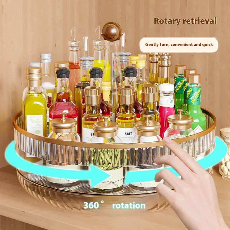 

Kitchen Countertop Rotating Seasoning Shelf Oil and Salt Sauce Seasoning Storage Rack for Comestic Desktop Storage and Organizer