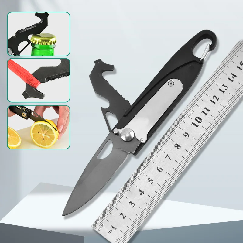 

Stainless Steel Mini Folding Blade Knife Multifunctional Outdoor Camping Portable EDC Pocket Multi Knife Multitools With Opener