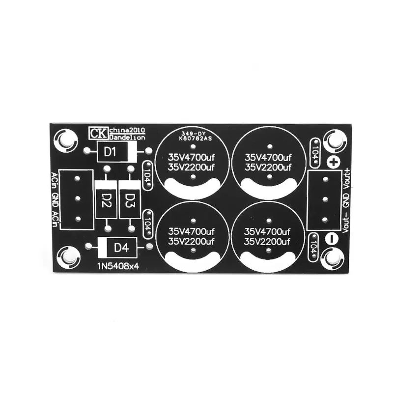 Placa alimentación con filtro rectificador, amplificador, Doble potencia, PCB, placa desnuda