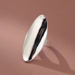 925 Sterling Silver Open Finger Ring Big Arc Polished Oval Geometric Punk For Women Girl Jewelry Gift Dropship Wholesale