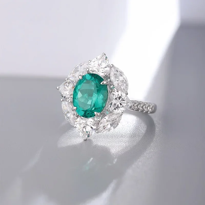 Pirmiana 2.6ct  Lad Grown Emerald Ring S925 Silver Jewelry for Women Weddingring Custom Same Design in White Gold Accepted