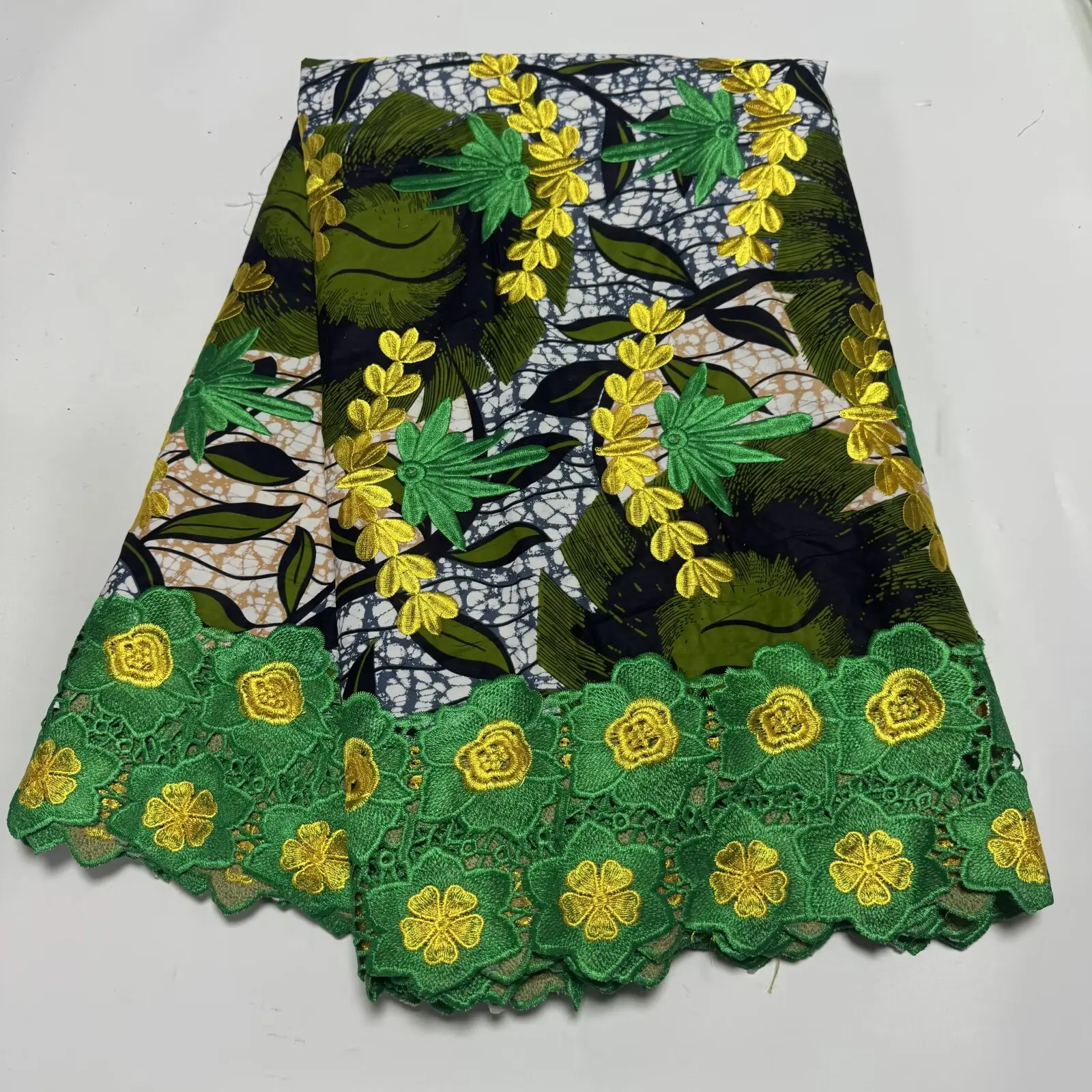 6Yards2026 Latest High Quality Popular Delicate Embroidered Cotton Holland Wax lace Fabric For Party Evening Dress NN8615_V