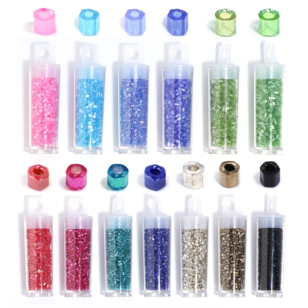 10 50g/pack Hole Size 0.8mm Oil Coated Bright Colored Tubular Glass Spacer Loose Hole Rice Beads For Clothes Decoration