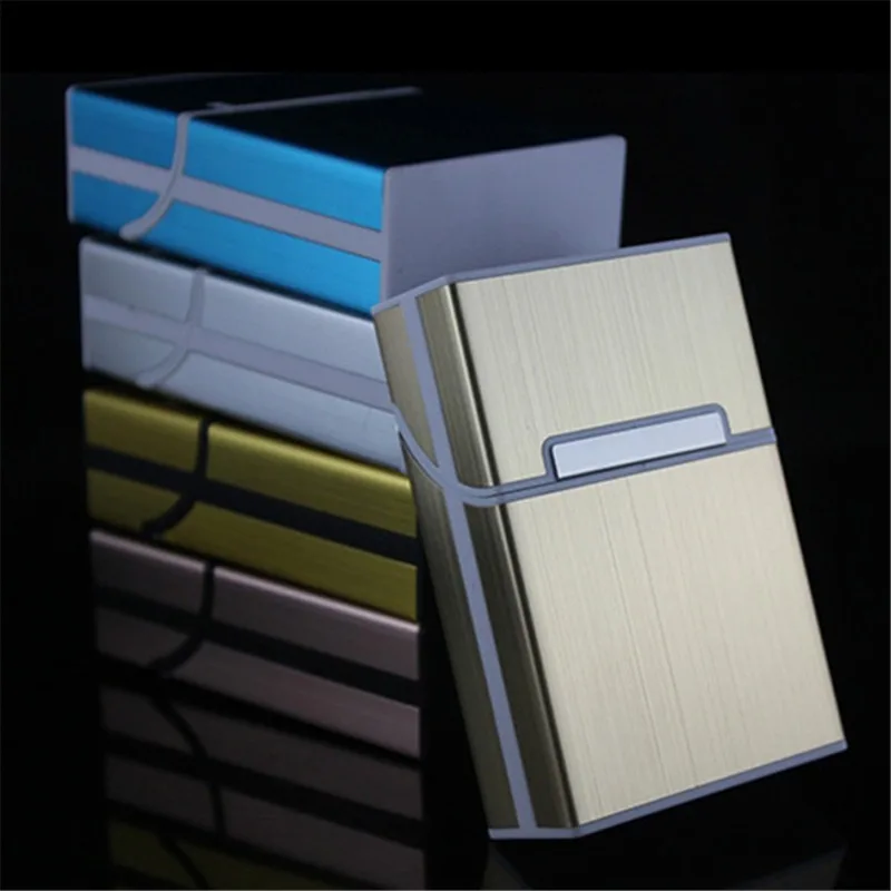 1Pc Candy Color Cigarette Case Cigarettes Capacity Fashion Aluminum Cigarettes Case Magnetic Buckle Tobacco Box Women Men