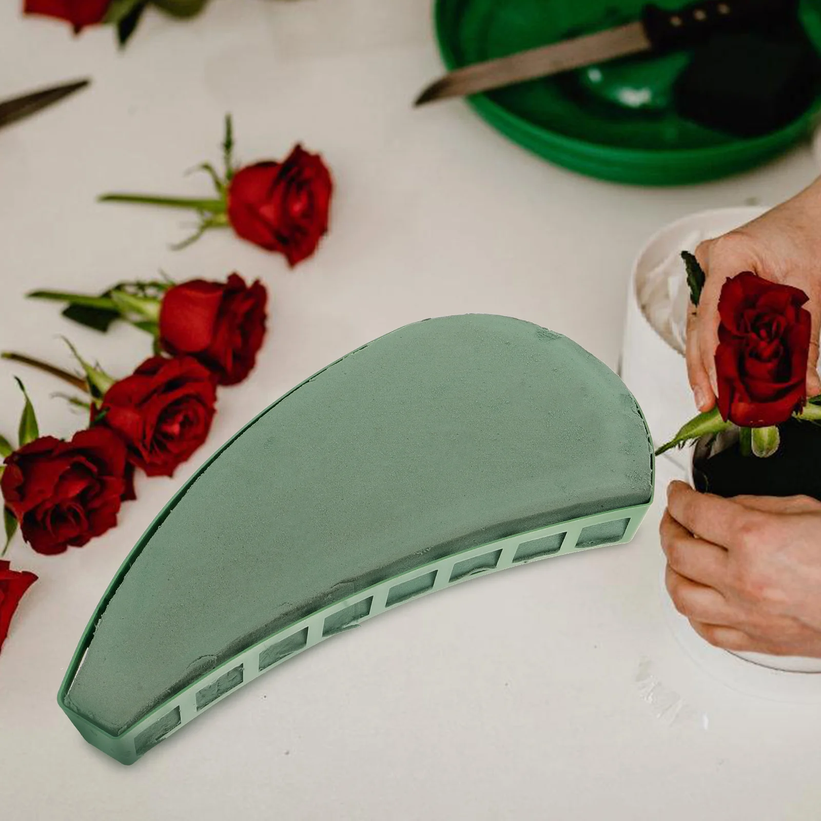 

1 Set Wedding Car Flower Mud Base Floral Foam Blocks Strong Water Absorption Diy Flower Holder Suction Cup Tray For Wedding