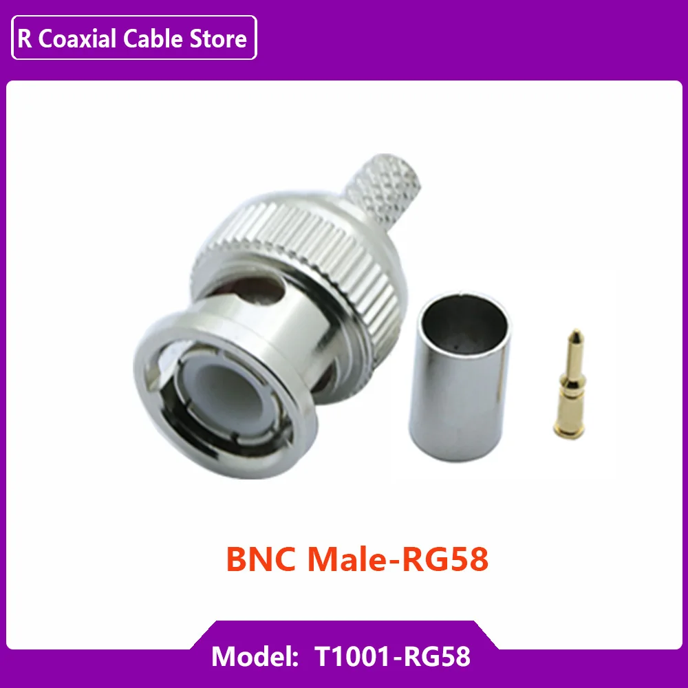 1PC BNC Male Crimp Type Soldering RF Coaxial Connector for CCTV System BNC Female Jack Couple Conector RG58 RG59 RG6