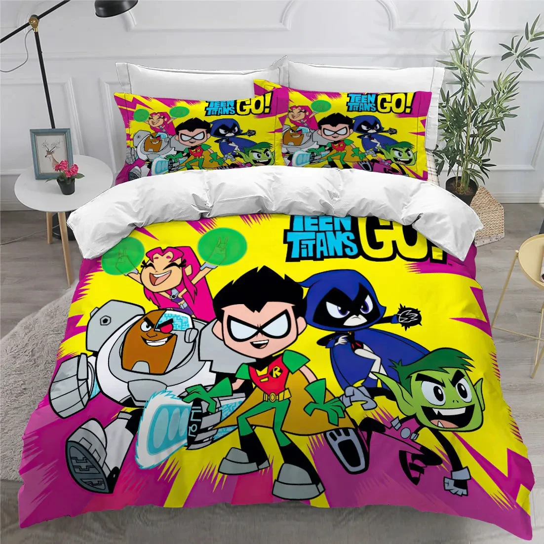 Imagem -02 - Teen Titans go Cartoon Bedding Conjunto para Meninos e Meninas 3d Print Twin Queen King Size Capa de Edredão Fronha Cama Adulto Meninos