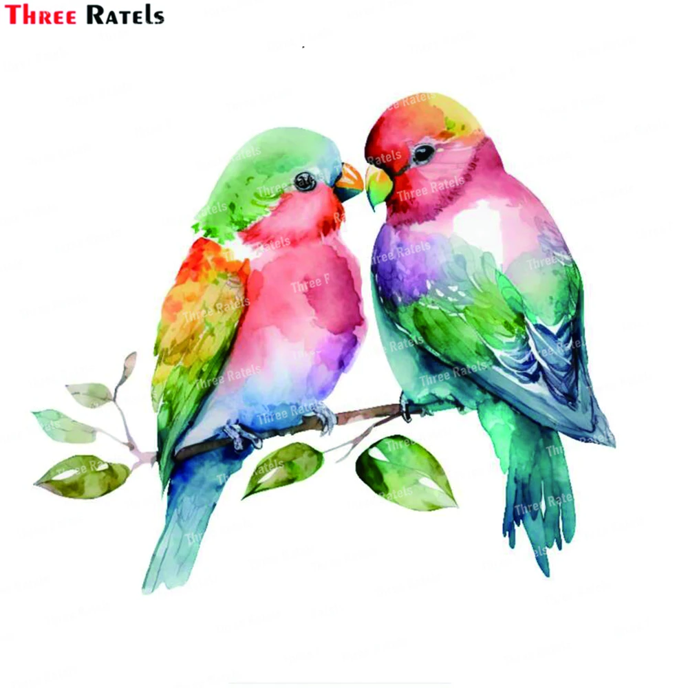 Three Ratels K795 Colorful Love Birds Wall Stickers Warm Bedroom Living Room Cupboard Decor Decals Wallpaper Home Decoration