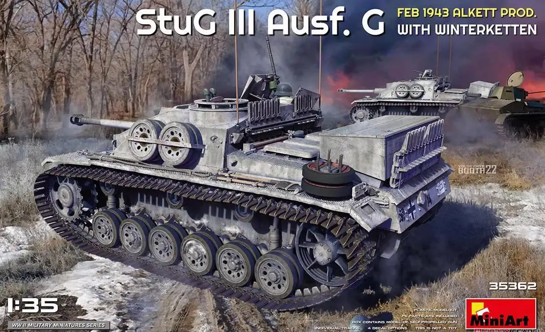 

MINIART 35362 1/35 Scale Stug III Ausf. G Feb 1943 Alkett Prod. With Winterketten Model Kit