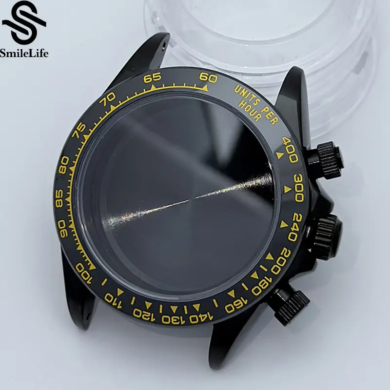 SmileLife 39mm VK63 Silver/Black/Gold Watch Case Sapphire Glass Ceramic/Steel Bezel Fit VK63 Quartz Movement Watch Accessories - Image 10