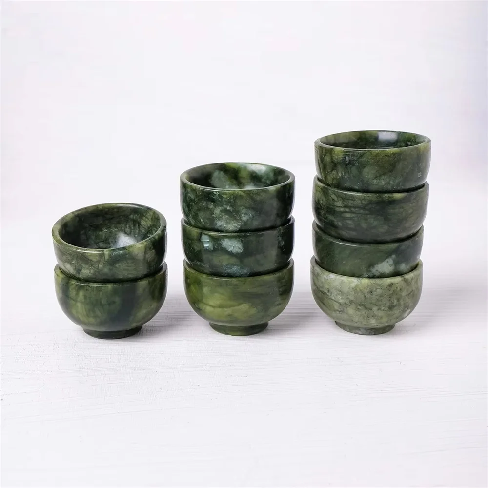 Natural crystal Xiuyan jade teacup South jade jade shot glass Kung fu teacup tea set handicrafts desktop decoration