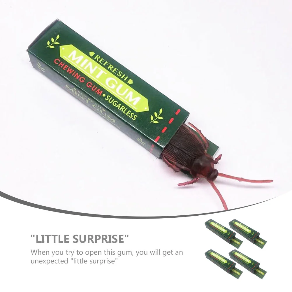 4 Pcs Simulation Gum Cockroach Funny Prank Toy Realistic Effect Assembly Prop Trick Joke Scare PrankToy Novelty