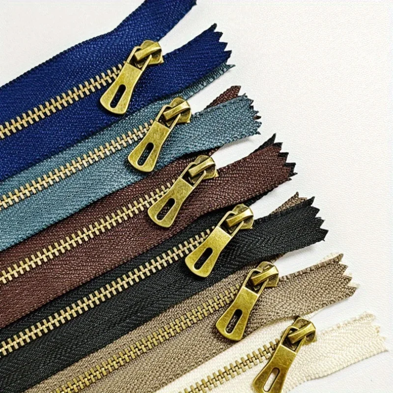 5pcs 3# metal closed end zippers with antique bronze teeth-DIY handmade and tailored, suitable for handbags and leather products