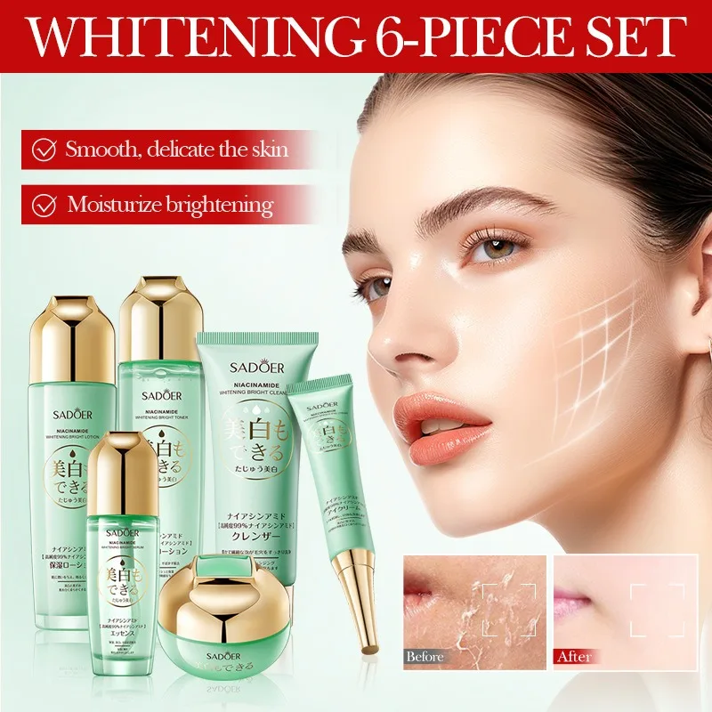 Niacinamide Whitening Skin Care Set Cleanser Toner Serum Eye Cream Face Cream Face Whitening Anti-Aging Wrinkle Skin Care